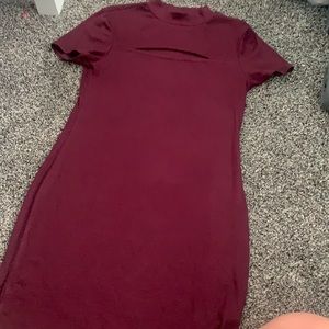 Maroon dress with slit across the chest!